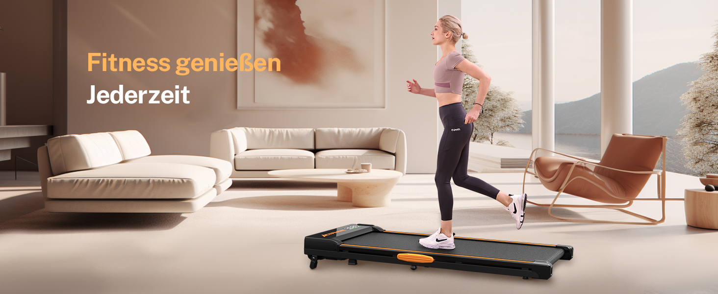 Walking Pad: Компактний біговий тренажер для дому та офісу, 2.5 PS, регулювання нахилу, чорний