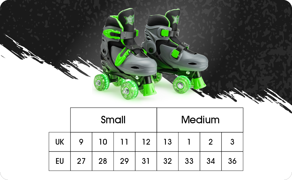 Роликові ковзани Xootz TY6340-M, зелені, розмір 32-36