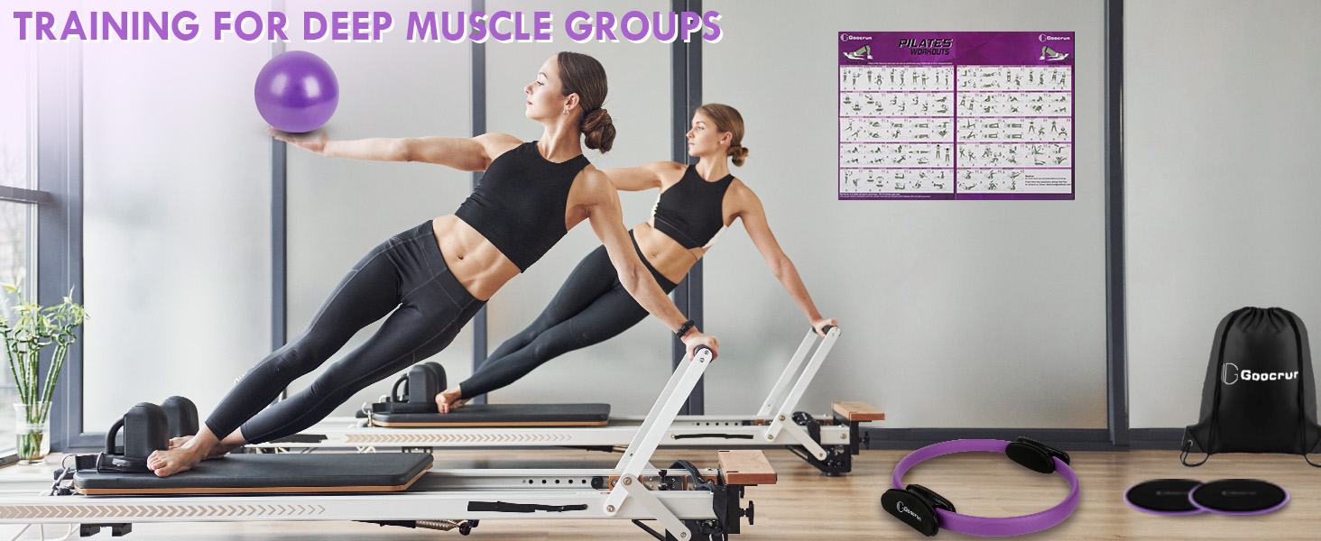 Набір для пілатесу: кільце, еластичні стрічки, м'яч, диски для ковзання. Комплект для фітнесу вдома з інструкцією. (Чорний, посилений, фіолетовий)