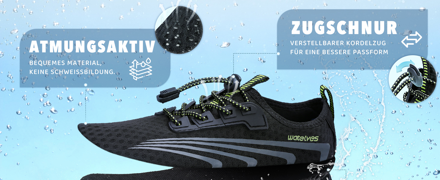 Чоботи для плавання WateLves: чоловічі та жіночі, для пляжу, аквашузи, босоніжки для плавання, швидко сохнуть, колір: місячний зелений, розмір EU 37