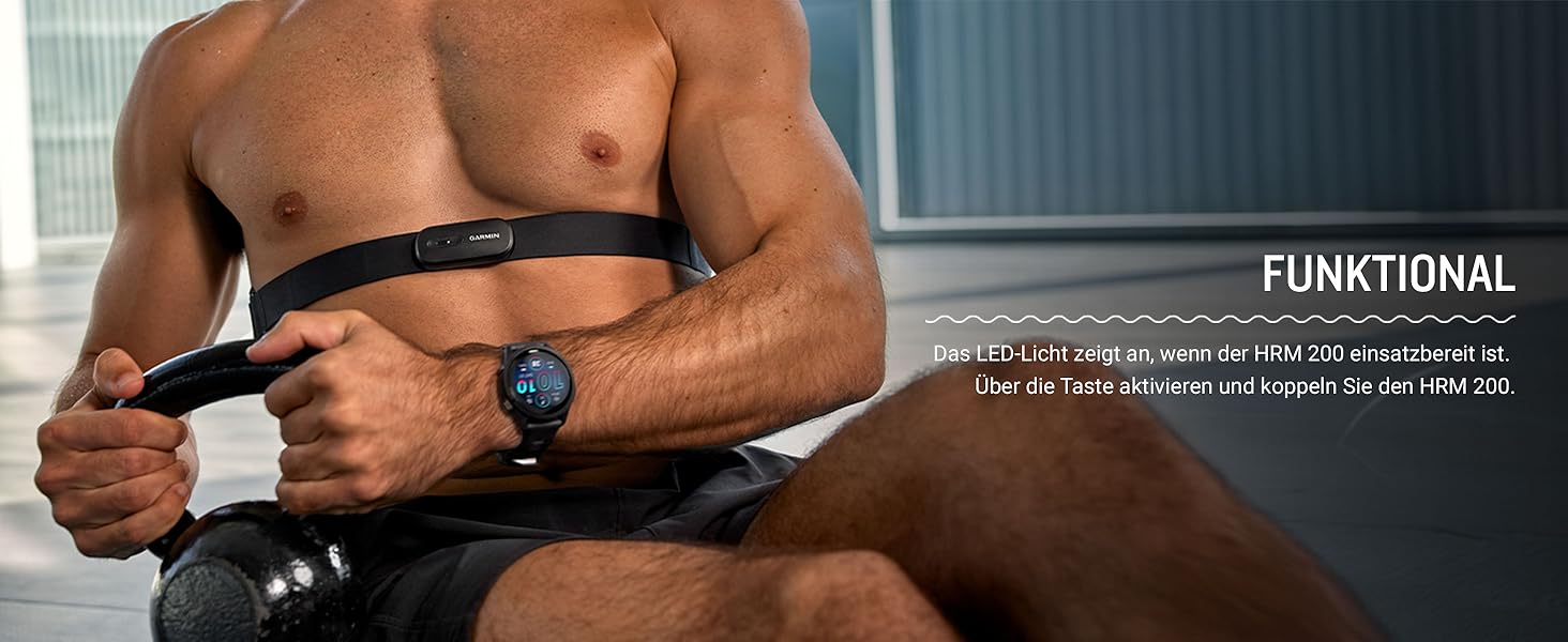 Гармін HRM 200 - нагрудний датчик серцевого ритму, преміум-якість, батарея до 1 року, для точного вимірювання, розмір M-XL