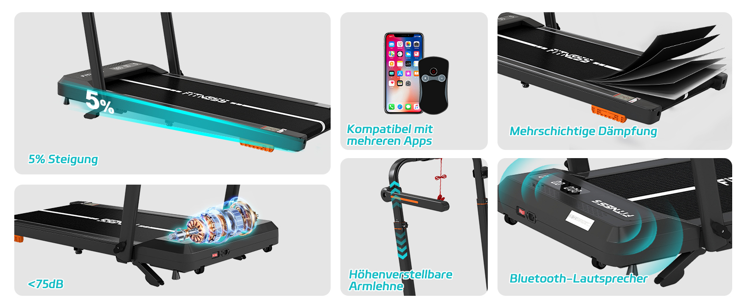 Складана бігова доріжка JUMMICO для дому та офісу з нахилом 5%, Walking Pad під стіл, швидкість 1-12 км/год, до 100 кг, керування через додаток та пульт, ширина стрічки 39 см