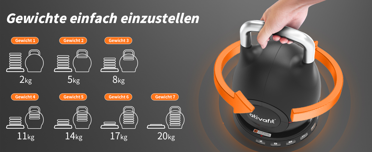 Гантелі ATIVAFIT 20 кг, 7-в-1, регульовані, з алюмінієвим грифом, швидка зміна ваги, фітнес для дому, тренування вдома