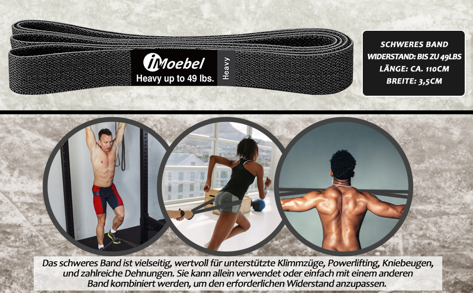 Фітнес-гумки iMoebel - Набір з 3 шт. для силових тренувань, кросфіту, йоги та домашніх занять (сірий/рожевий/чорний)