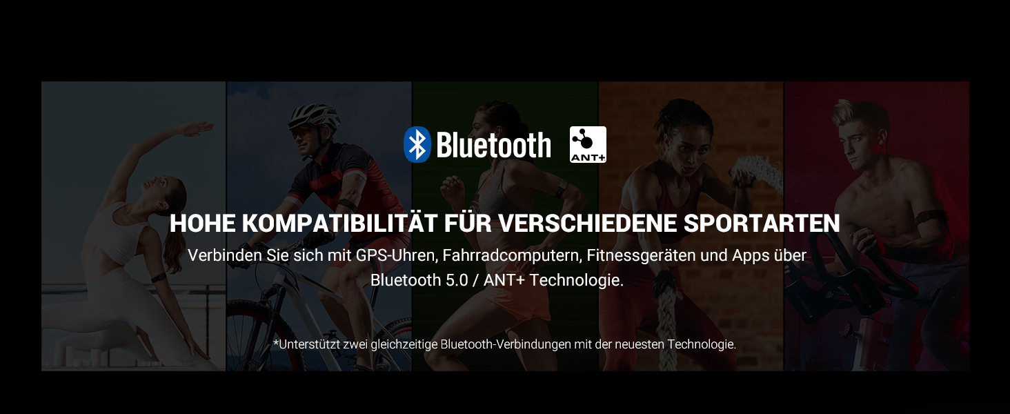 Пульсометр COOSPO HW9 з Bluetooth ANT+ та LED-сенсором, водонепроникний IP67, сумісний з Polar, Wahoo, Garmin, Zwift, Elite, HRV. Чорний