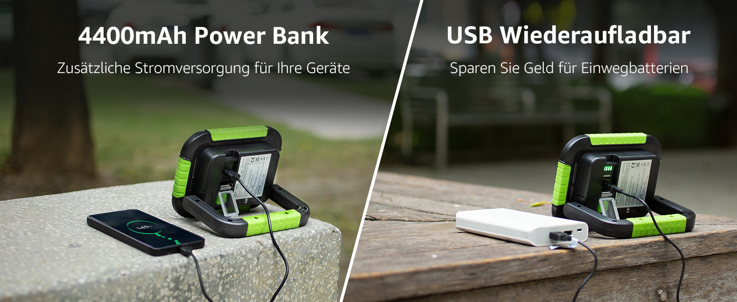 LED кемпінговий ліхтар 10W з акумулятором 4400mAh, 1000lm, 3 режими, димер, для кемпінгу, намету, надзвичайних ситуацій