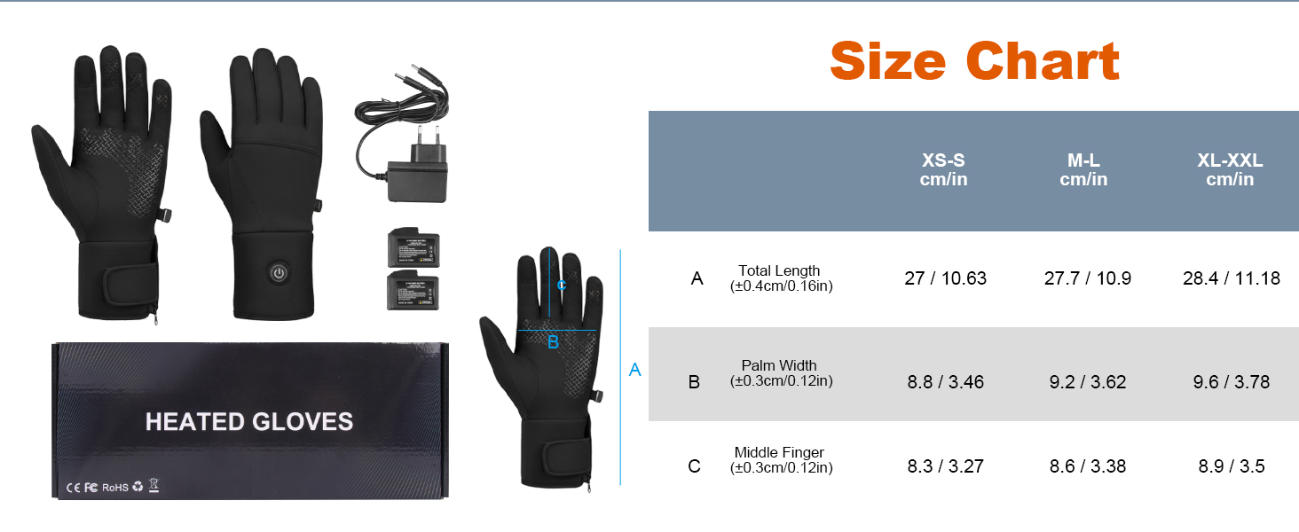Обогревні рукавички-вкладиші для чоловіків та жінок, акумулятор 7.4V, 3 режими нагріву (40-65°C), сенсорний екран, для зимових видів спорту та роботи на відкритому повітрі, M-L