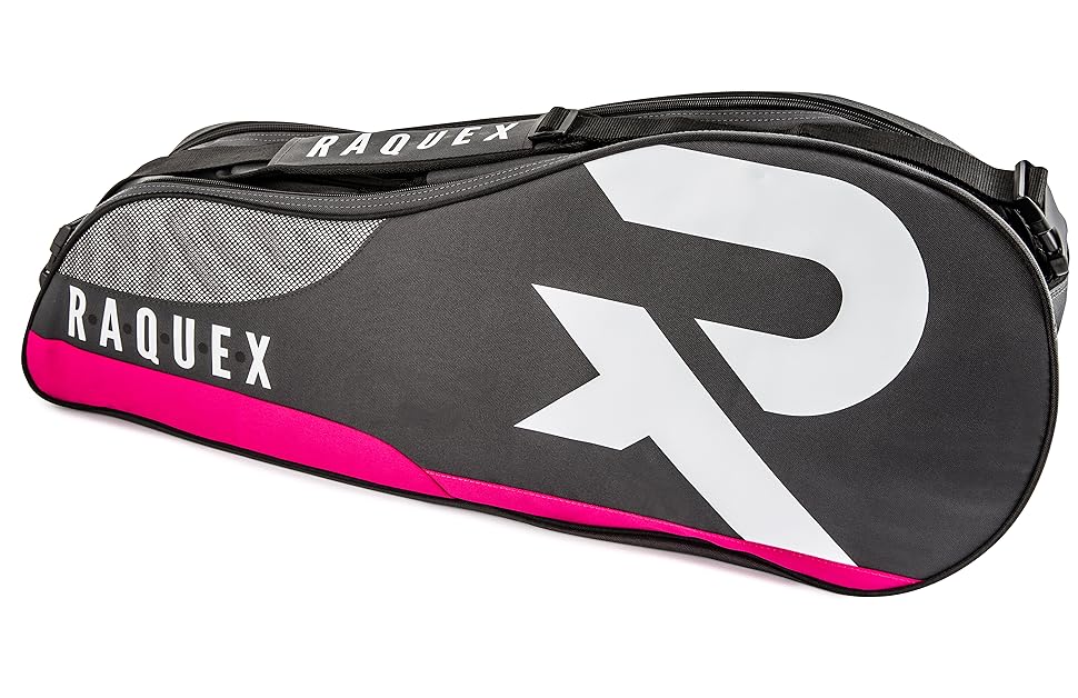 Сумка для тенісу Raquex Schlägertasche чорно-малинова для 6 ракеток + взуття