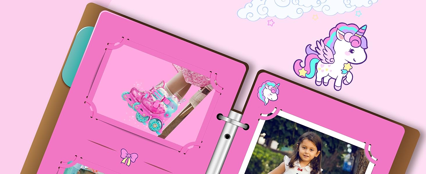 Дитячі ролики Kinder Einhorn для дівчаток та хлопчиків, з підсвічуванням, регульовані, 4 розміри, для початківців, подарунок