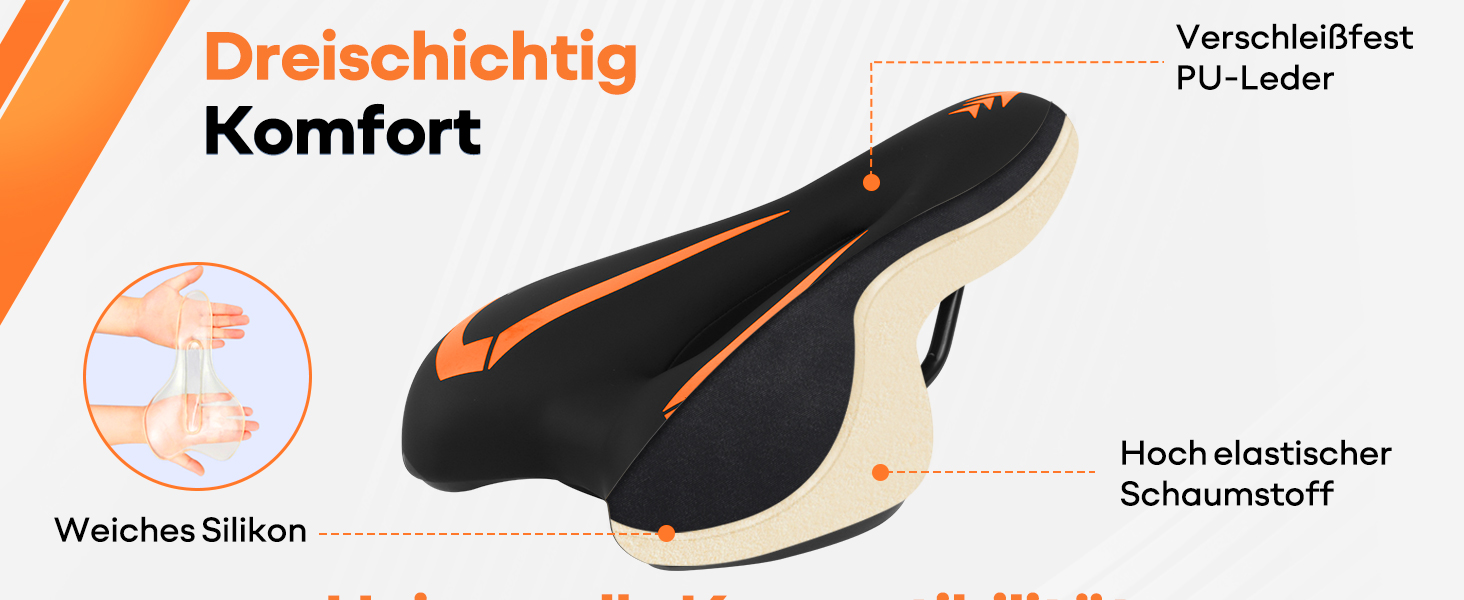 Гелевий велосипедний сідло MSDADA для жінок та чоловіків, водонепроникний, помаранчевий