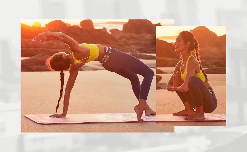 Килимок для йоги Adidas Tie-Dye – 10 мм NBR, нековзний, для захисту суглобів, з ручкою, товстий килимок для пілатесу та фітнесу, 183x61 см (світло-рожевий)