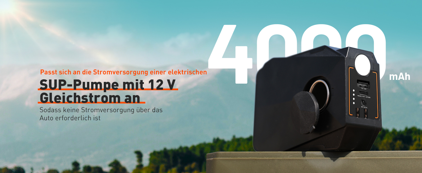 GICLE Електрична SUP-насос з акумулятором та портативним павербанком, 22 PSI, для SUP, човнів, наметів, каяків, перезаряджається (EU стандарт)