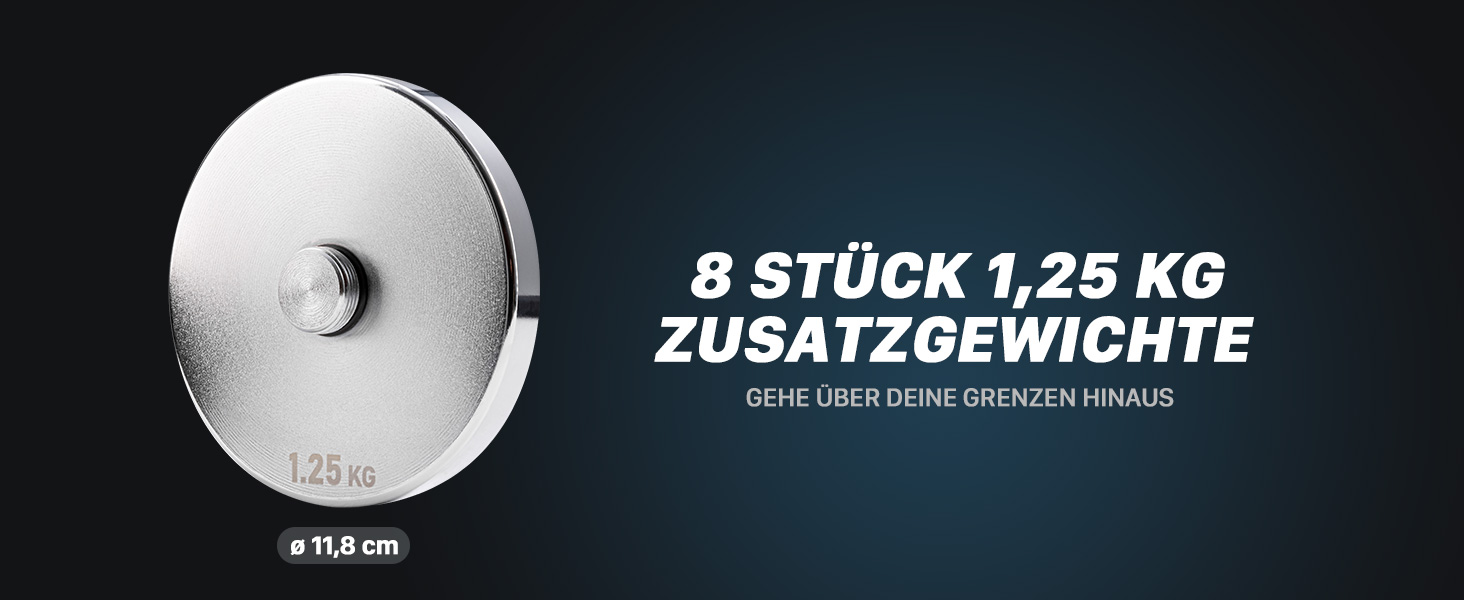 Додаткові одинарні вагові пластини Northdeer 8 шт. 1,25 кг для сталевих гантелей 10 кг V2.0 81.25 кг (срібло)