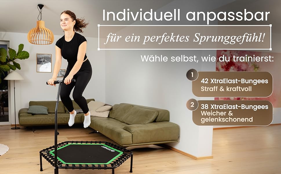 Батут фітнес для дорослих Ø120 см до 150 кг з ручкою та гумовими стрічками | Minitrampolin Rebounder