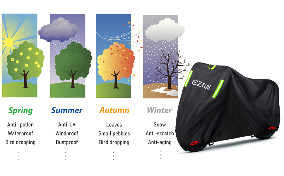 Водонепроникний чохол для мотоцикла 210D Oxford, зимовий, з отворами для замка, 245x105x125 см (Harley-Davidson, Honda, Suzuki, Kawasaki)