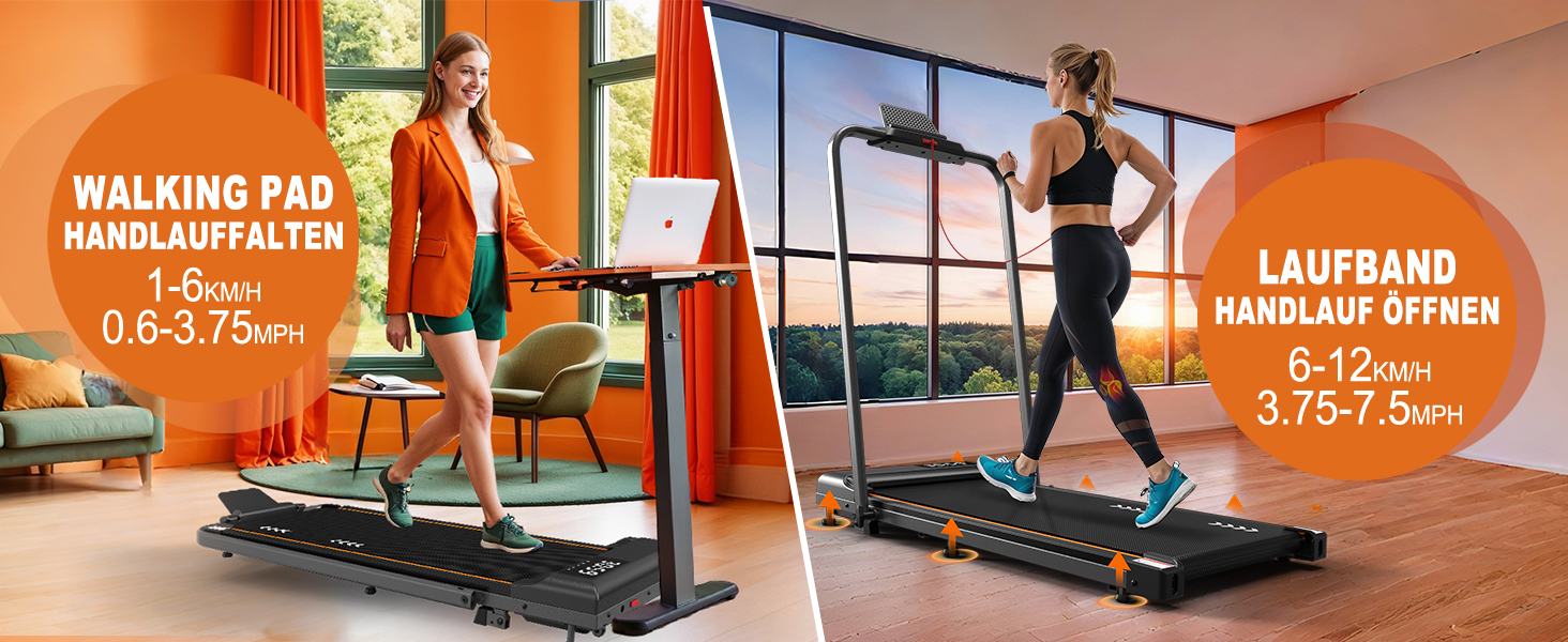 Бігова доріжка для дому Walking Pad, 2.25/2.5HP мотор, навантаження до 120 кг, швидкість 1-12 км/год, з нахилом, 7-шарове покриття, не потребує встановлення