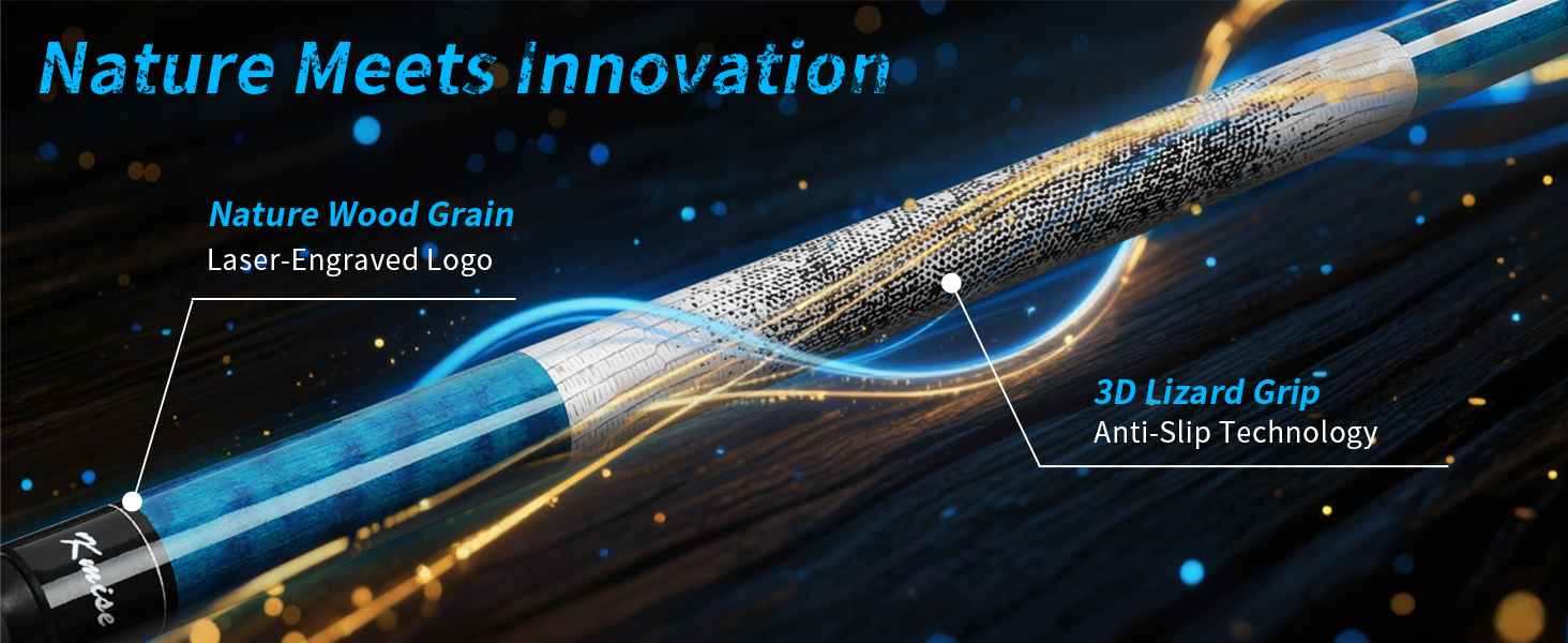Більярдний кий Kmise професійний, 147 см, канадський клен, шкіряна піка 13 мм, антиковзний грип, для дорослих/початківців/професіоналів (синій)