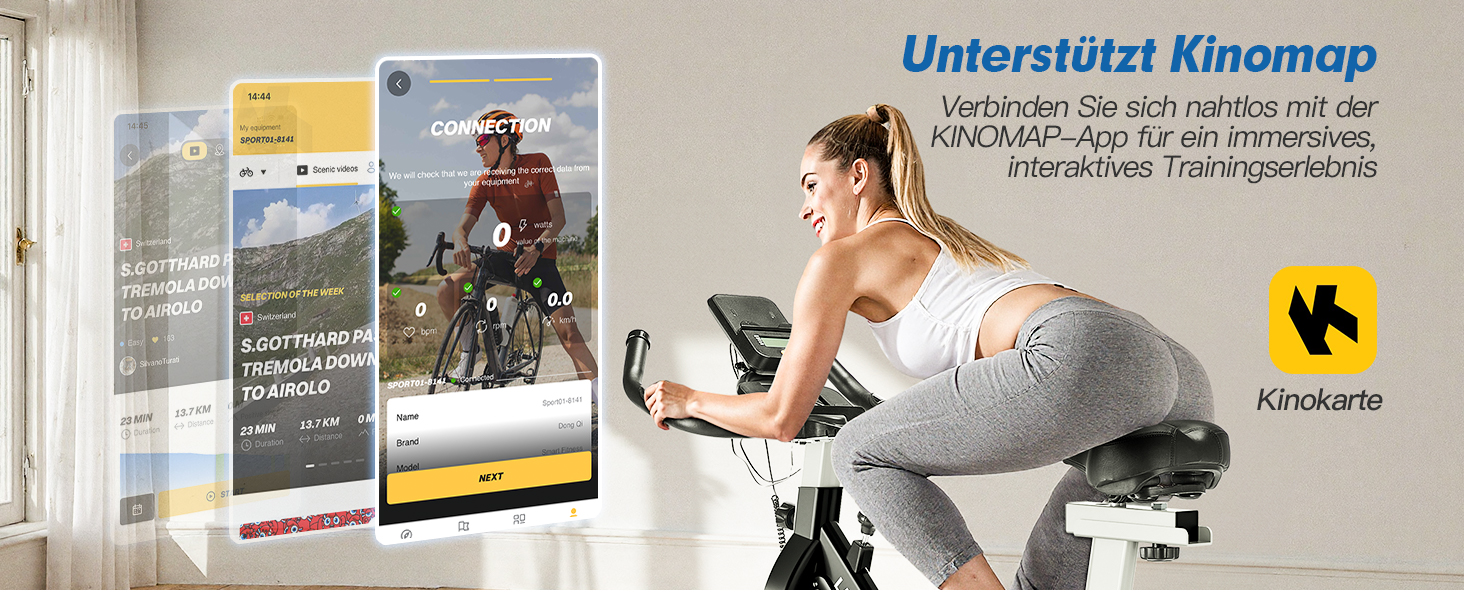 Велотренажер для дому: фітнес-велосипед з пульсометром, LCD-дисплеєм та підставкою для iPad, регульоване сидіння та опір, чорний