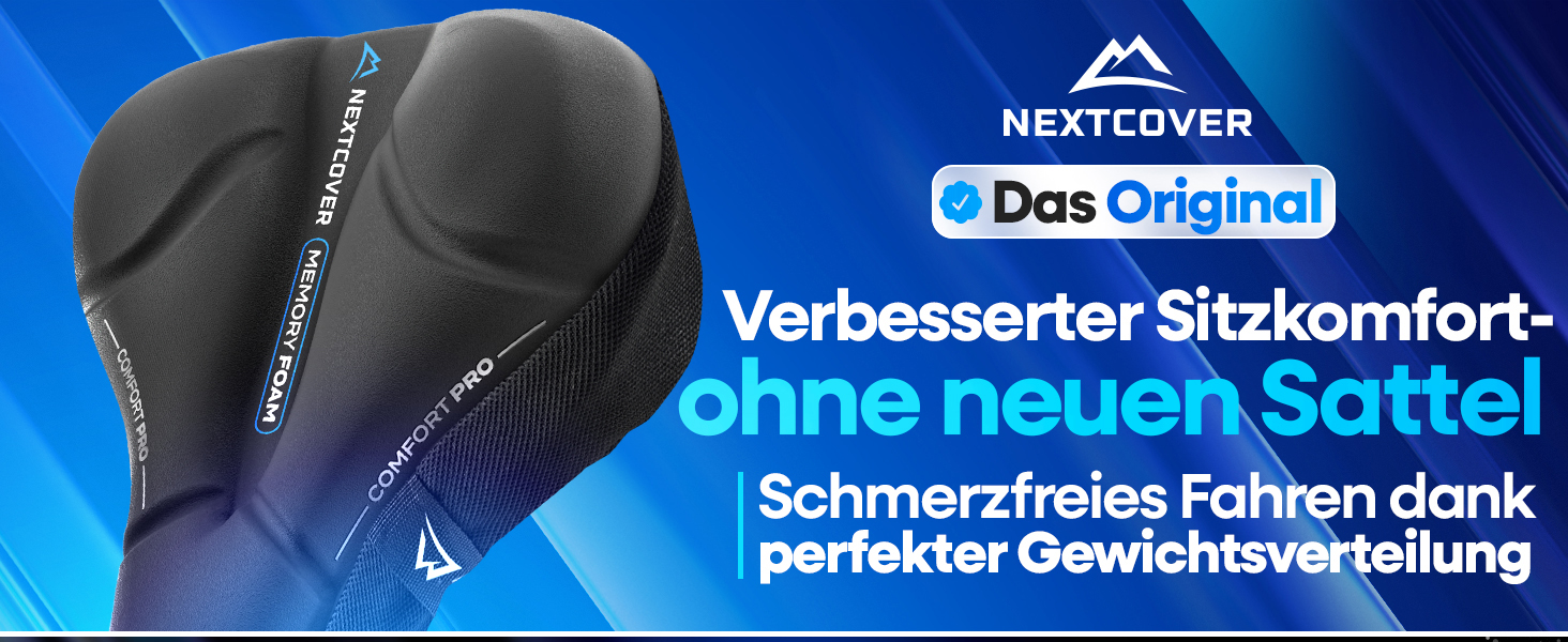 Накидка на сидіння велосипедного крісла Nextcover® CoverPro з Memory Foam 4.0 - ергономічна гелева накладка на велосипедне сидіння, м'яка накидка, підходить для дамських та чоловічих велосипедів Trekking