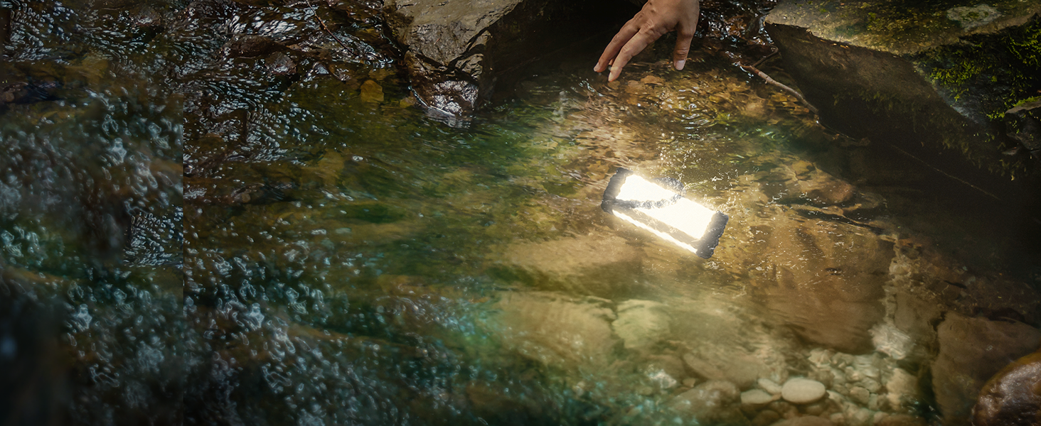 Ліхтар для кемпінгу Glocusent: 1200lm, водонепроникний IP68, 80 годин роботи, 5 режимів, SOS, з гумовим захистом та шнурком, сірий