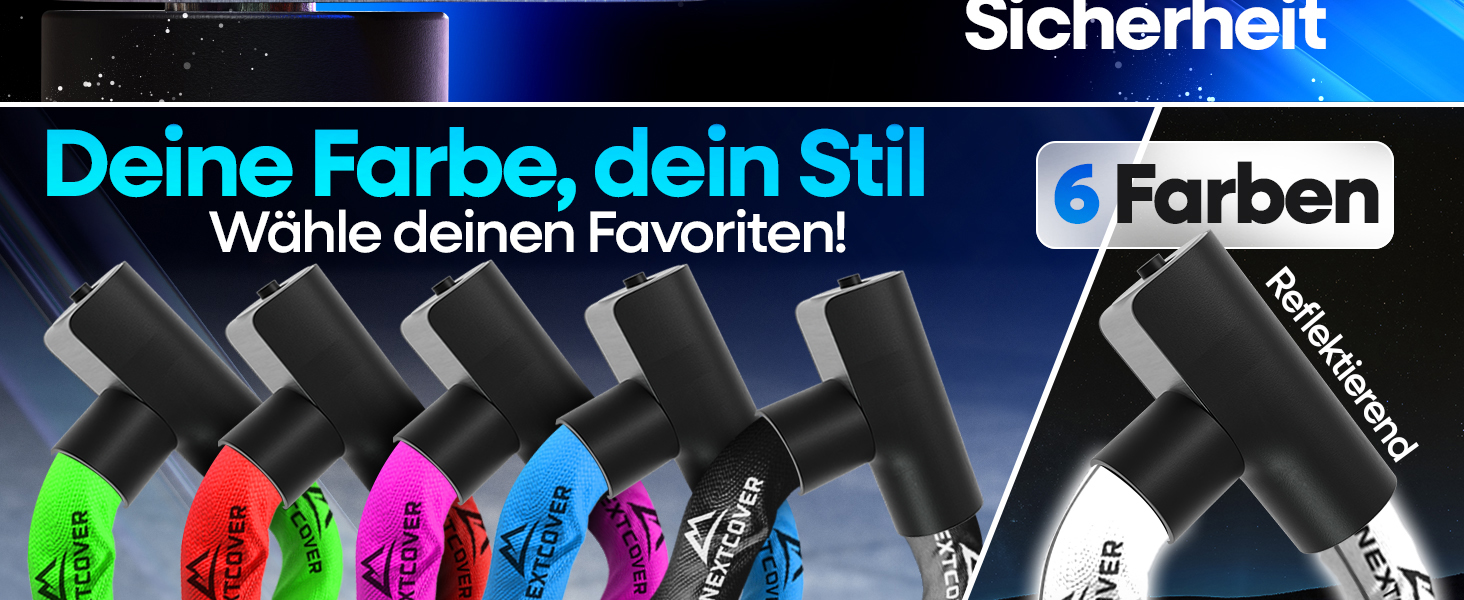 NEXTCOVER® LockOne Замок для велосипеда з ключем I Надійний та міцний ланцюговий замок I Захист від крадіжки, 3 ключі, чорний колір