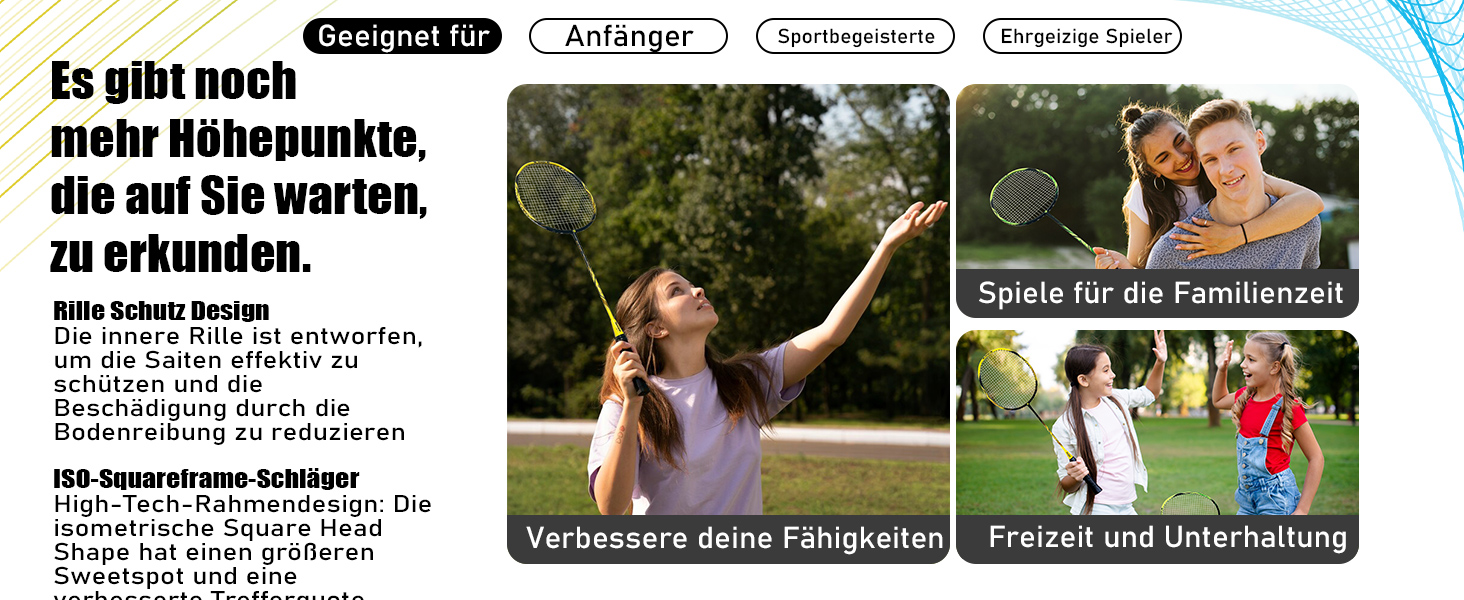 Набір для бадмінтону Senston: 2 ракетки з карбону, сумка та 6 воланів (жовто-зелений)