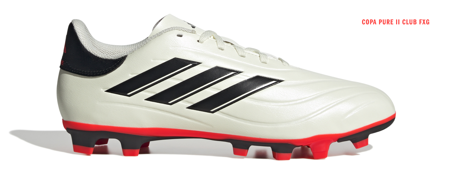 Дитячі футбольні бутси Adidas Copa Pure 2.4 для унісекс, 24 EU, кольори: Ivory, Core Black, Solar Red