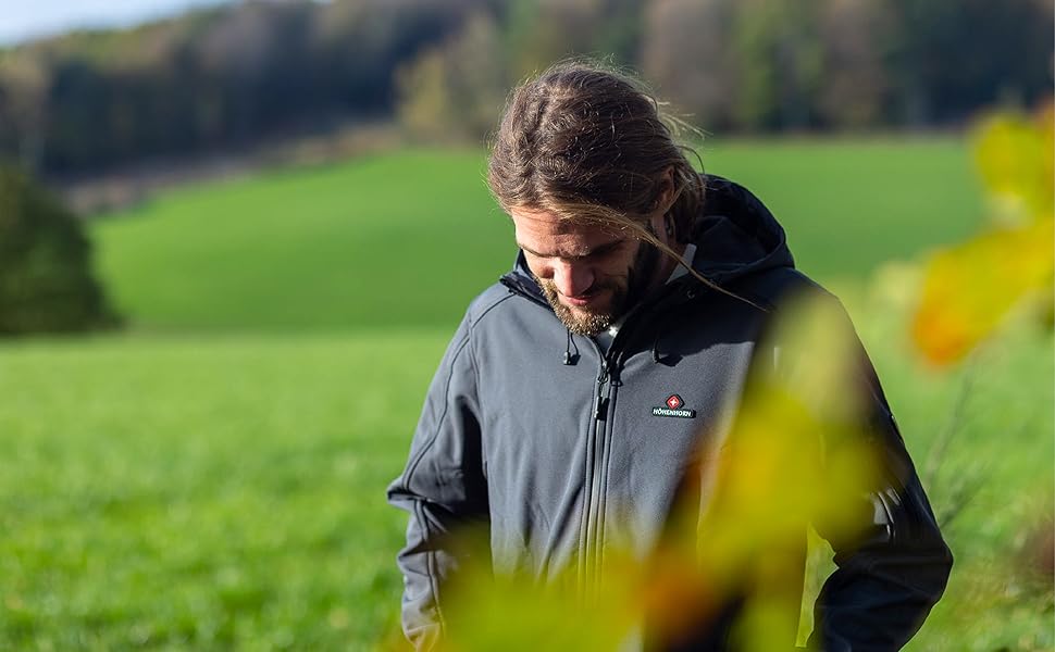 Чоловіча куртка Softshell Höhenhorn Altus Outdoor — водовідштовхуюча функціональна куртка, колір Midnight-Black, розмір L