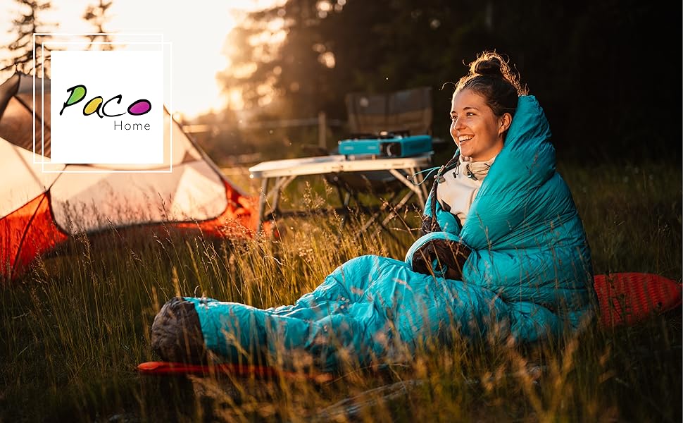 Спальний мішок Paco Home для дорослих та дітей: теплий, дихаючий, для кемпінгу та відпочинку на природі, 220x70x6 см, оранжевий