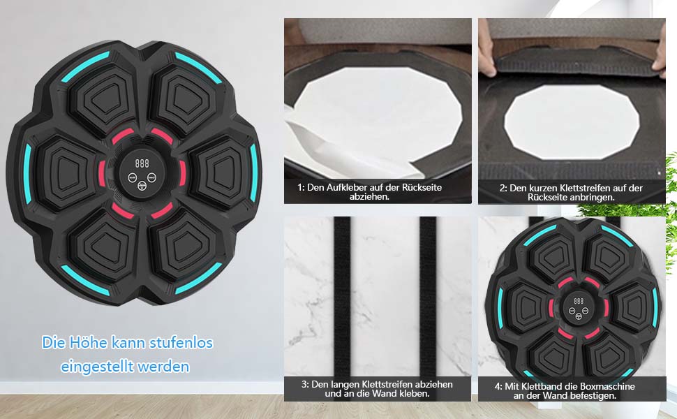 Музична боксерська машина TECKZOON Bluetooth, електронна, з підключенням Bluetooth, для тренувань, настінна ціль