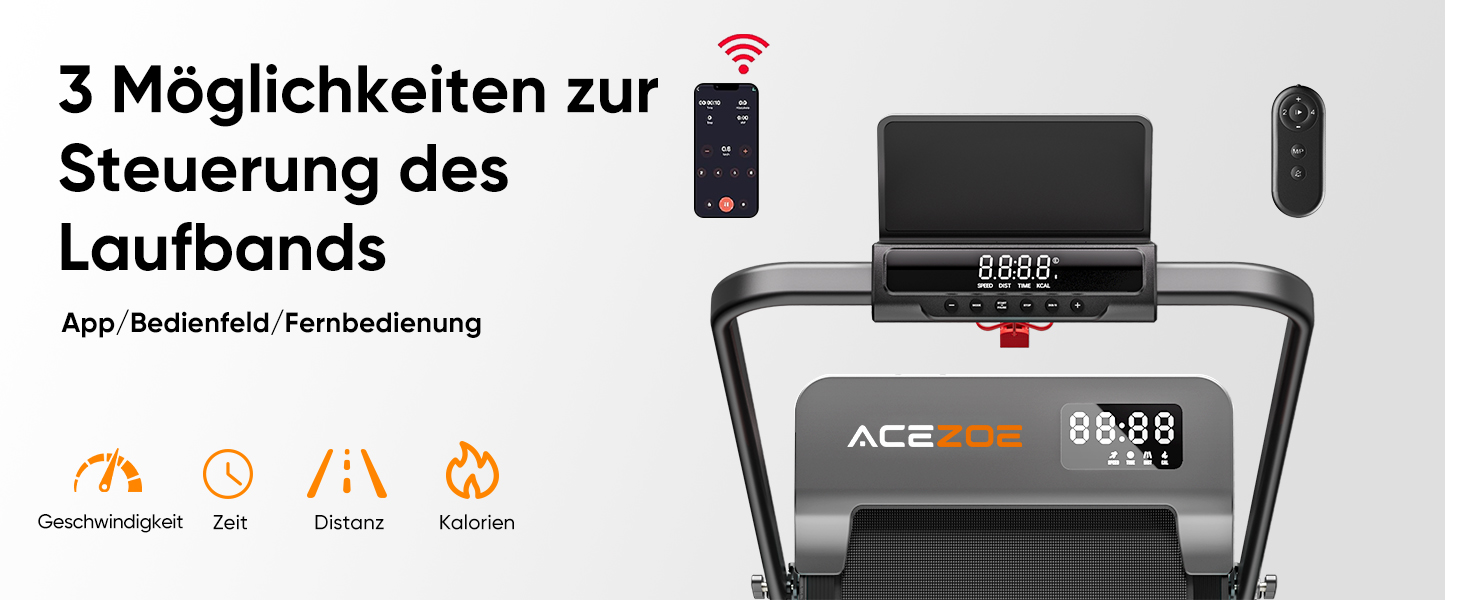 Біговий тренажер 6 в 1 для дому, складний, з регулюванням нахилу 10% та ручками. Макс. вантажність 135 кг, LED-дисплей, пульт дистанційного керування та додаток. Чорний та сірий.