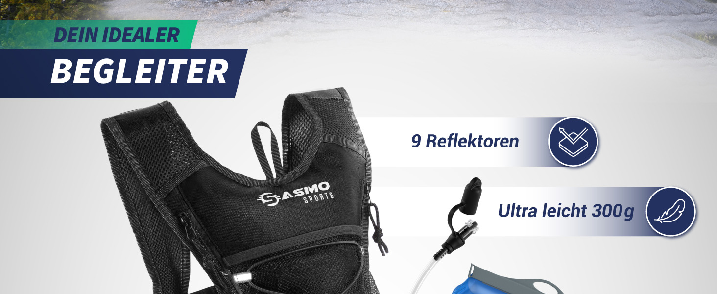 Рюкзак гідратор SASMO® для бігу та велоспорту 6л (синій) з термокишенею та 2л пляшкою