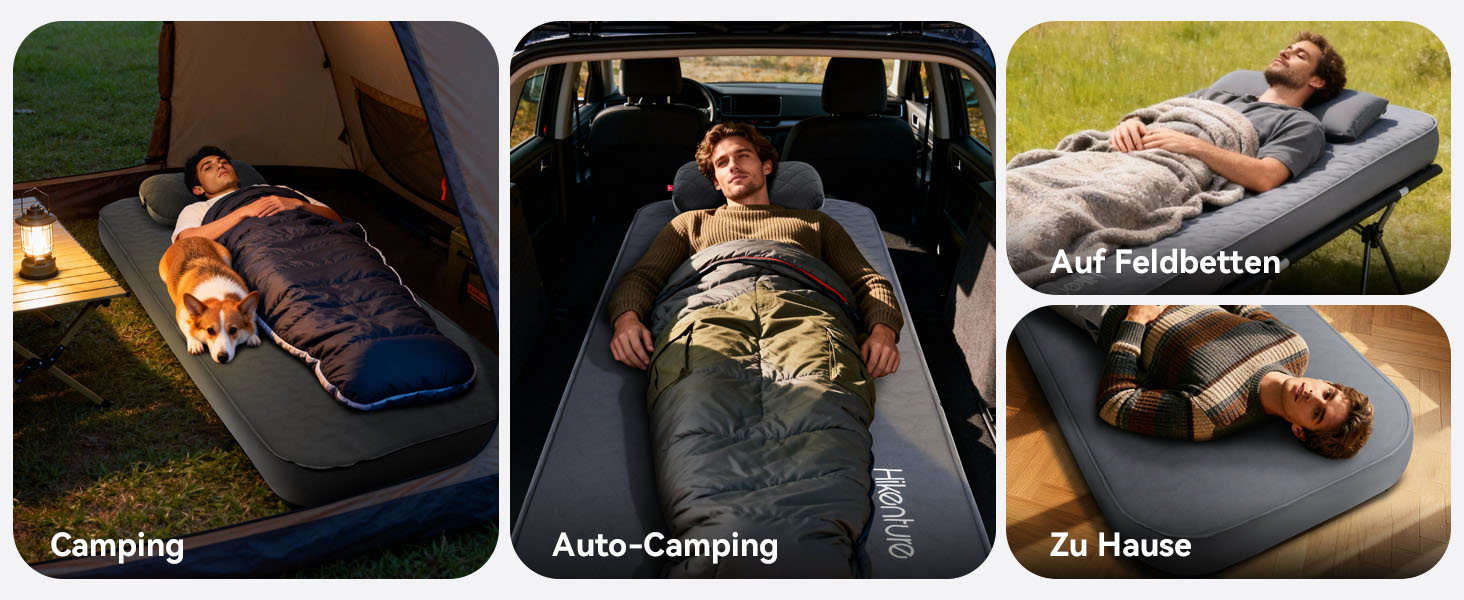 Каремат самонадувний HIKENTURE Comfort Plus сірий, товщина Extra Dicke, з насосом для кемпінгу