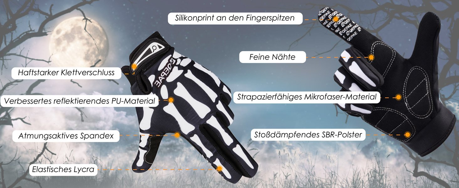 Рукавички для велосипеда Azarxis MTB чоловічі/жіночі, зимові, вітронепроникні, для катання, трекінгу, бігу, чорні (5 пальців), XL, відбивачі