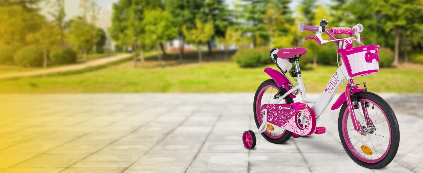 Дитяче велосипед Actionbikes Daisy 12/16 дюймів з V-Brake гальмами | Для дітей 2-9 років | З брудозахисниками | Підходить для дівчаток та хлопчиків