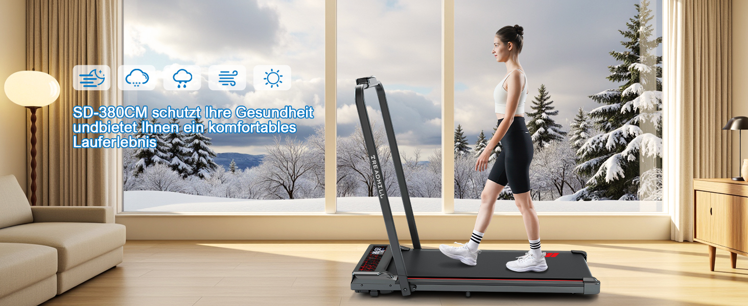 Біговий тренажер RAOO MIN для дому, 1-12 км/год, двигун 2.25HP, складаний, з пультом та LED-дисплеєм, підставка для телефону. Чорний