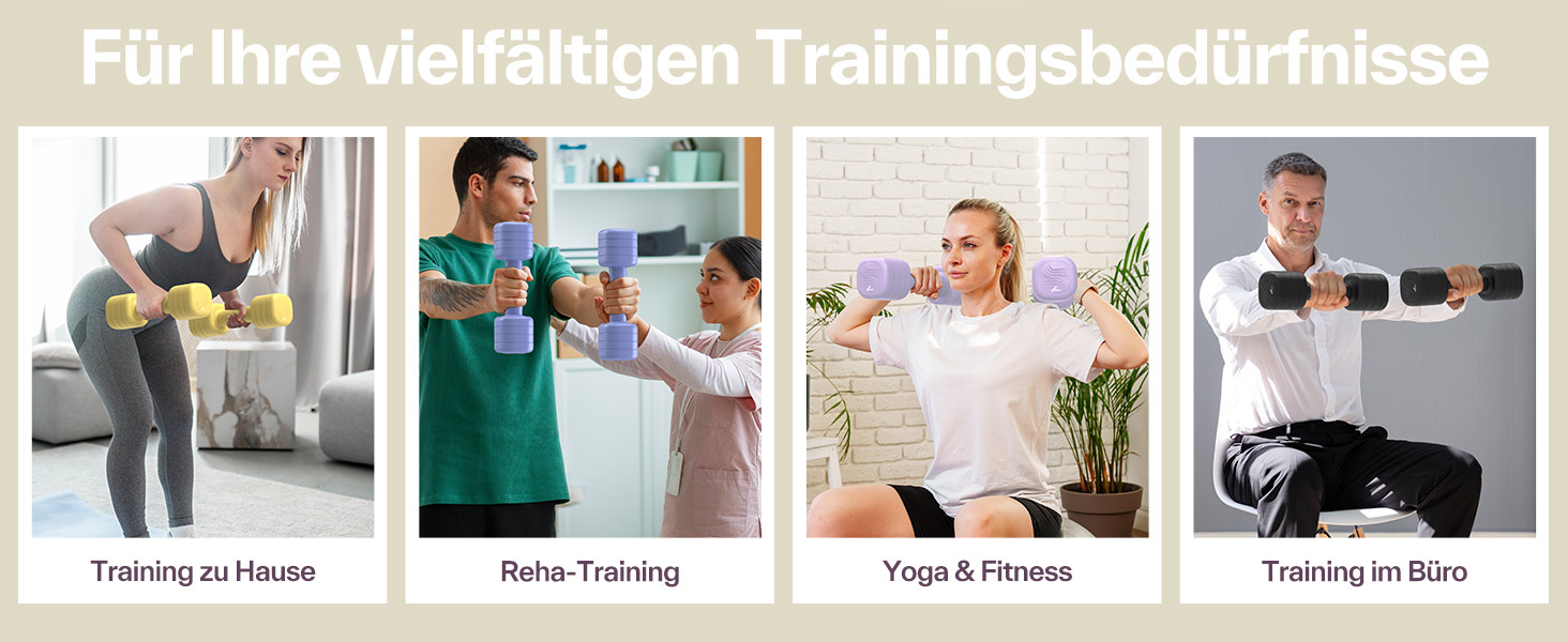 Sportneer Регульовані гантелі для жінок - комплект 2 шт. (вага 1-2.5 кг) з антиковзним TPU-покриттям, 4-в-1 комплект гантелей для фітнесу вдома, домашній спортзал та силові тренування (жовтий)