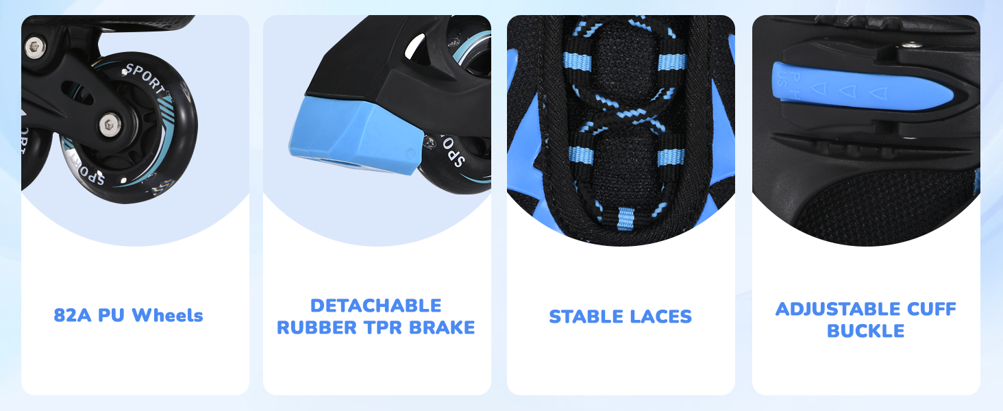 Роликові ковзани TOMSHOO Inliner з регулюванням розміру, LED-колесами, для дітей та дорослих (синій, L (37-39 EU))