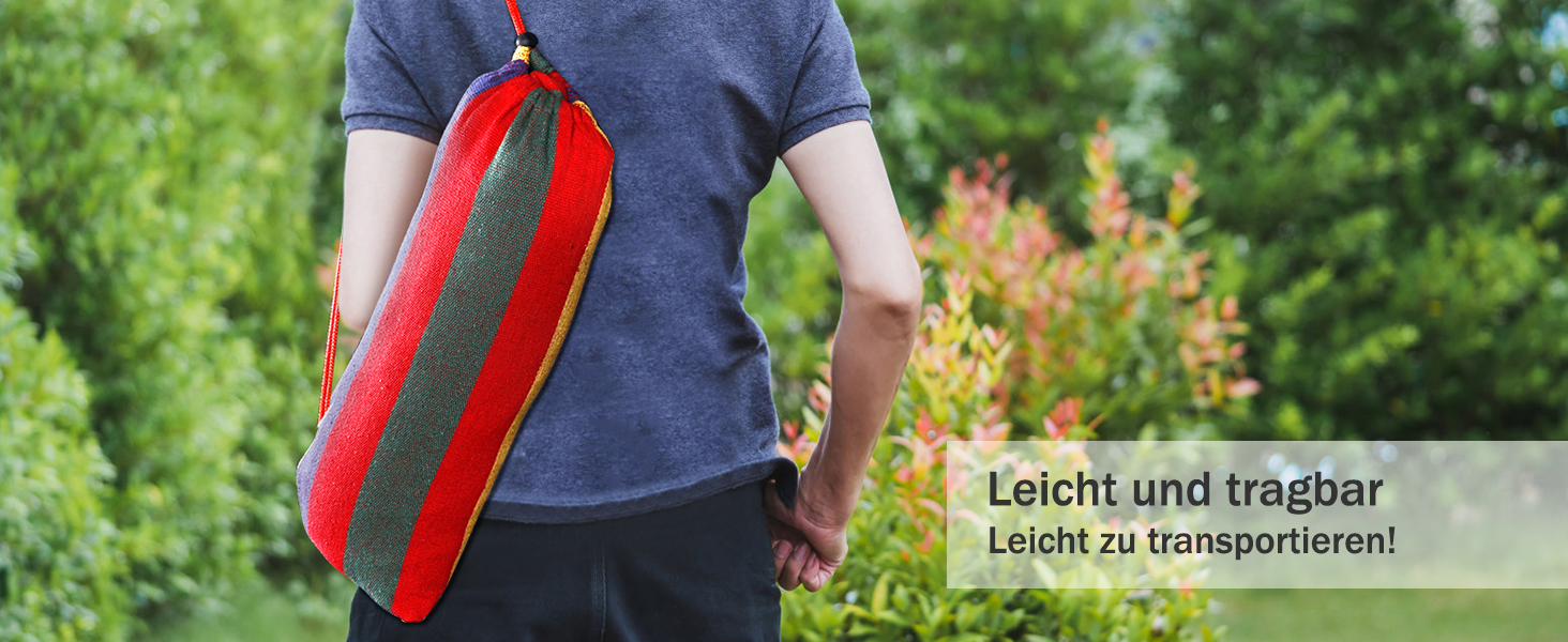 Гамак для відпочинку MOSFiATA на відкритому повітрі: кемпінг, балкон, сад. З дерев'яною перекладиною та сумкою. Червоний