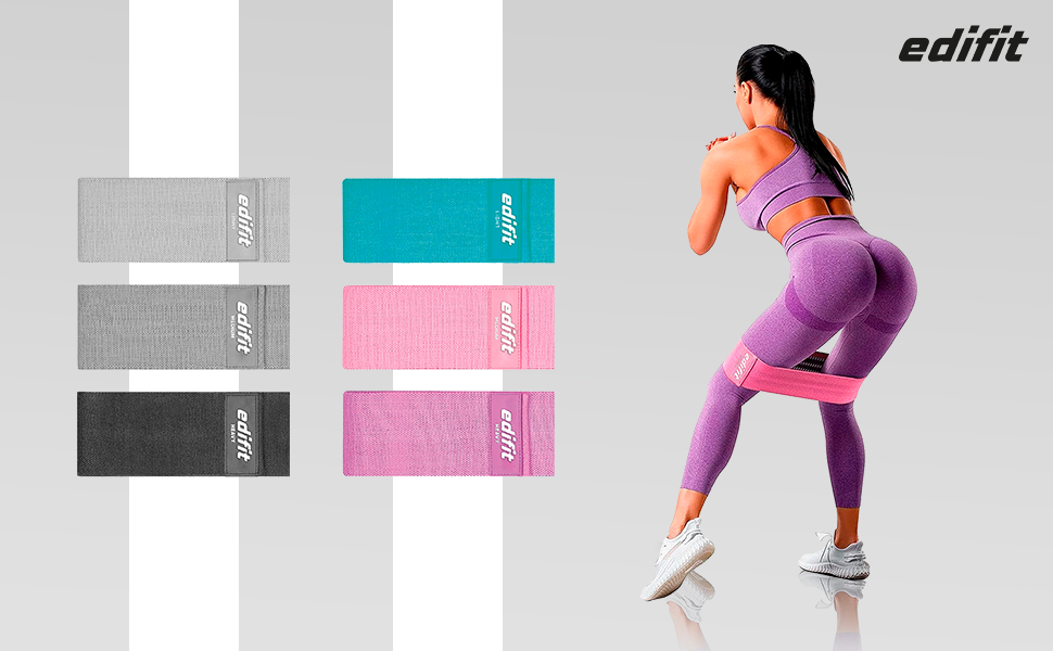 Еспандери Edifit Fitnessbänder 3 рівня опору для фітнесу, йоги, пілатесу (чорний, сірий, світло-сірий)