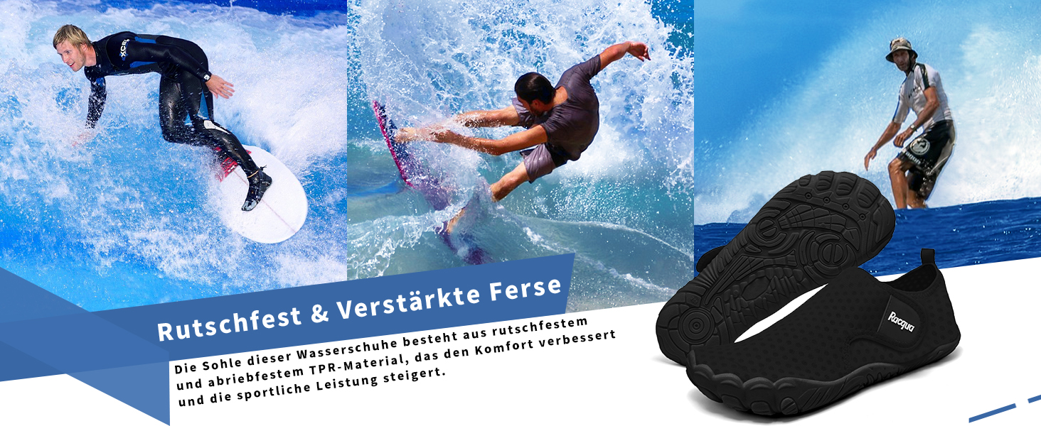 Водні черевики Raqua для жінок та чоловіків, пляжні шльопанці, чорний (47 EU)