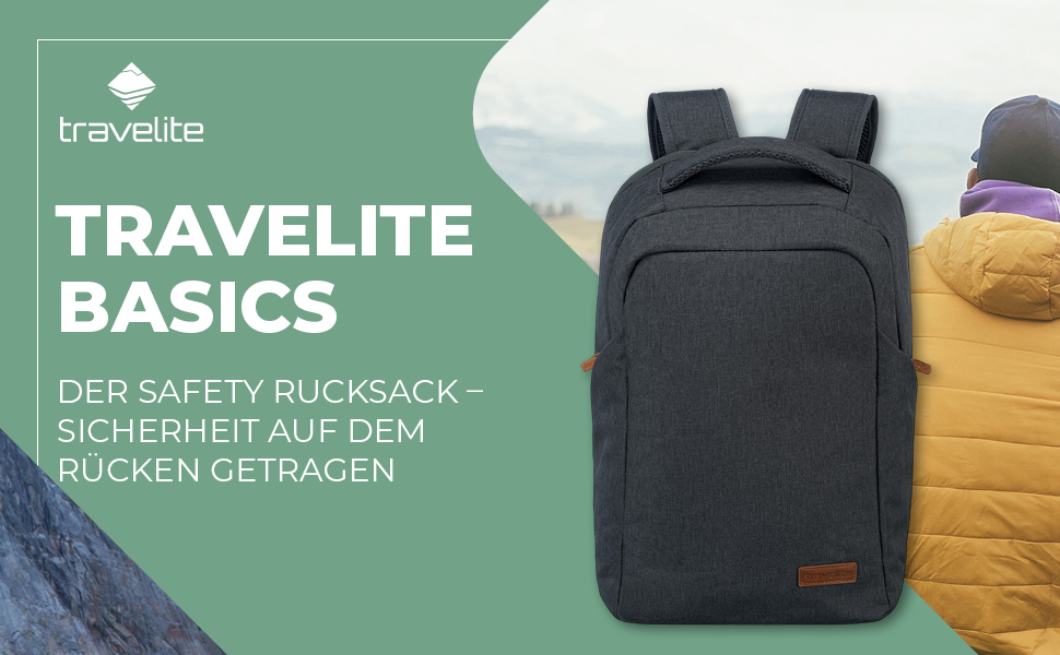 Антивандальний рюкзак travelite SAFETY BASICS з задньою блискавкою, для подорожей, з відділенням для ноутбука до 15,6