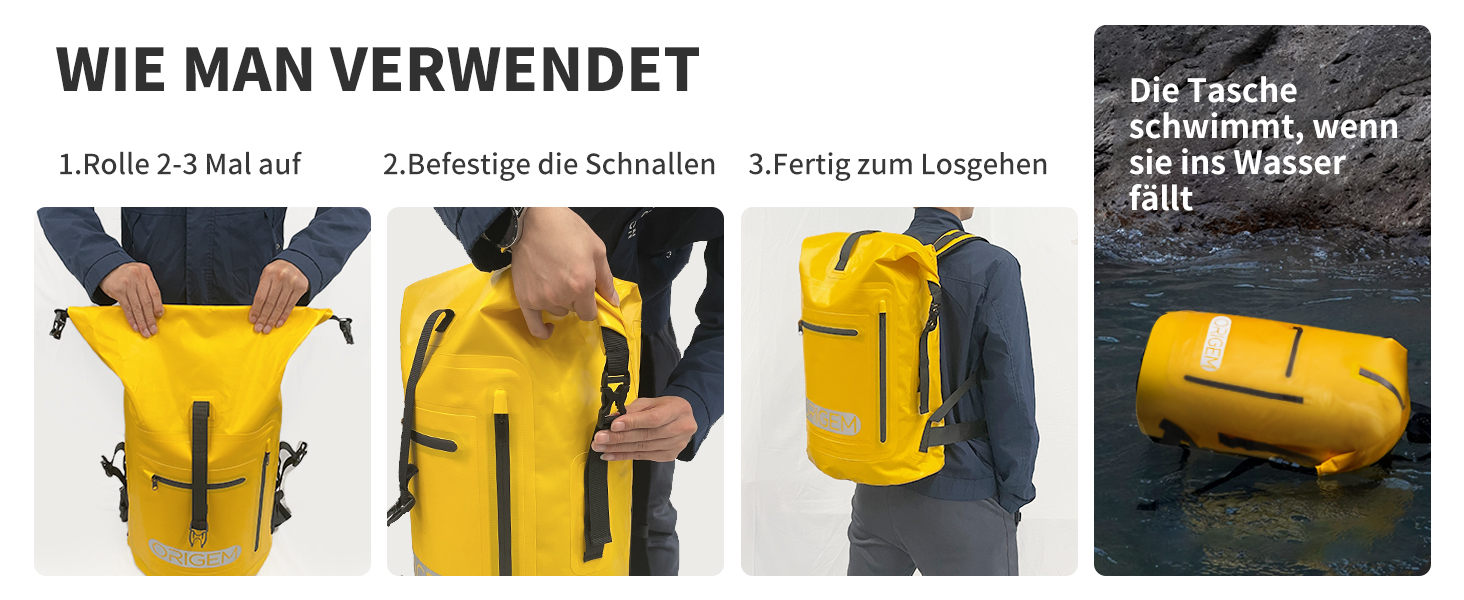 Водонепроникний рюкзак Origem Rolltop 55L: для каякінгу, риболовлі, дайвінгу та повсякденного використання