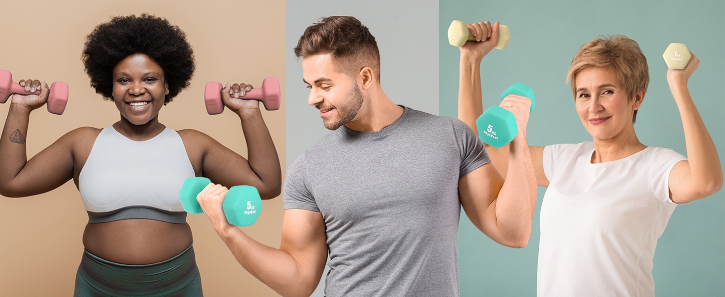 Набір гантелей KurzhanTel для дому та фітнесу, 18 кг (бежевий, рожевий, тіффані)