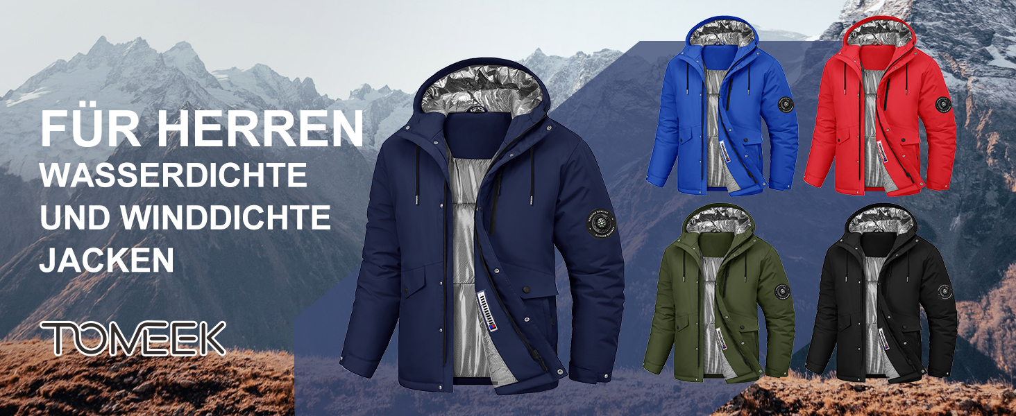 Зимова куртка для чоловіків, водонепроникна, тепла, з капюшоном та компасом (M) - Military Green