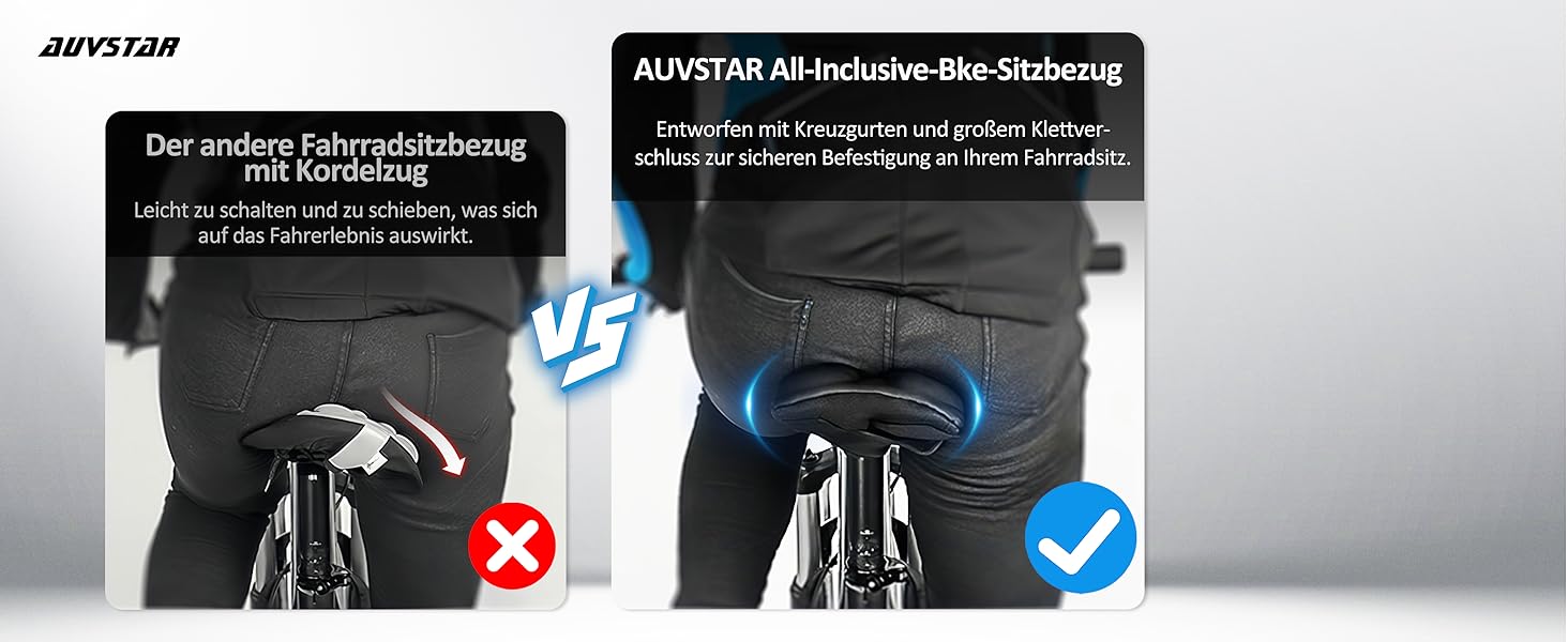 Гелевий чохол на сидіння велосипеда AUVSTAR, дихаючий, преміум-якість, для гірського велосипеда, підходить для чоловіків та жінок, чорний