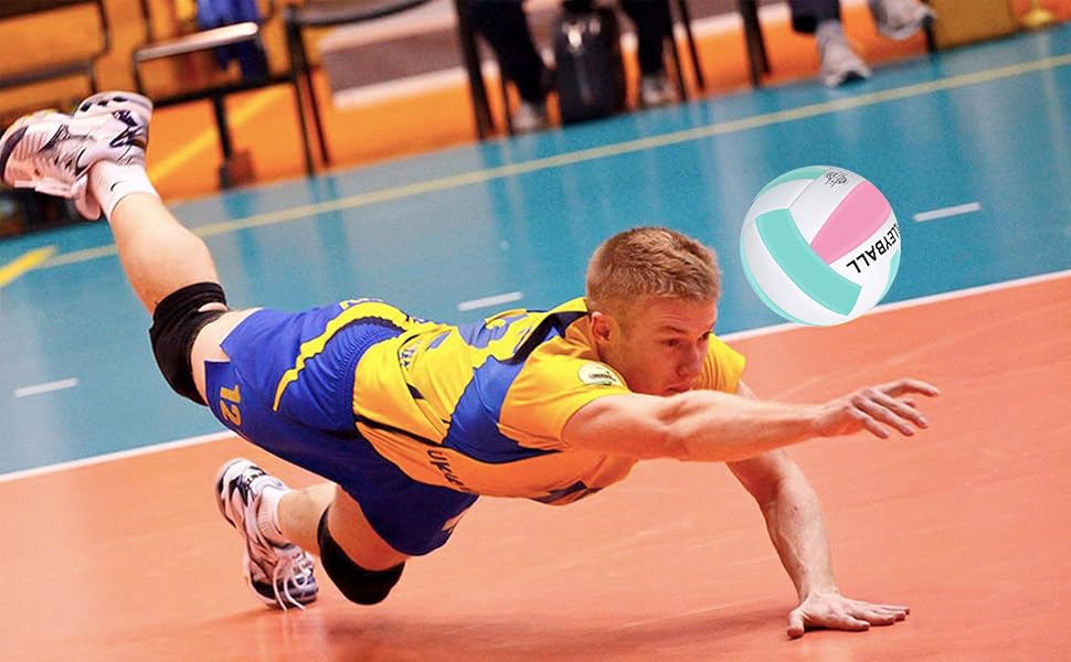 М'яч для волейболу EVZOM Super Soft - розмір 5, для пляжу, залу, басейну, тренувань - рожево-блакитний