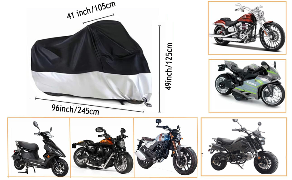 Водонепроникний чохол для мотоцикла з отворами для замка та мотоциклетною сумкою (Harley Davidson, Honda, Suzuki, Kawasaki, Yamaha)