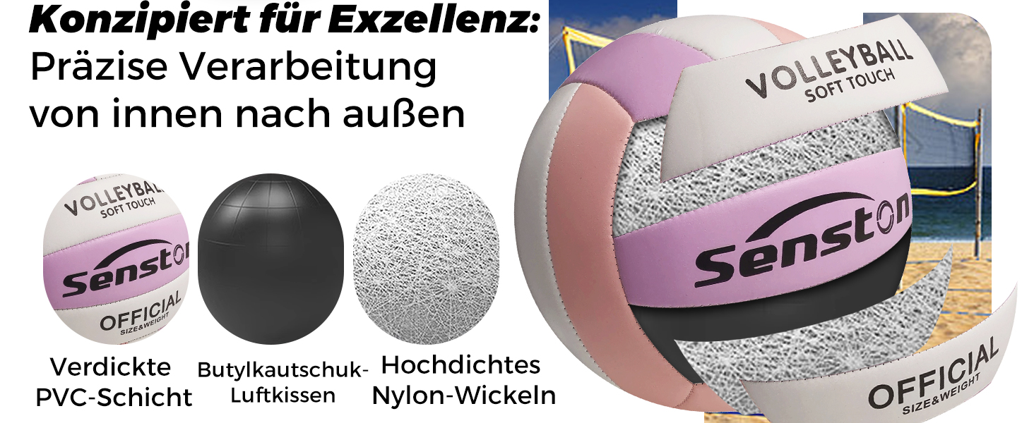 Волейбольний м'яч Senston, розмір 5, вологостійкий, з помпою, для пляжу та басейну, Mauve