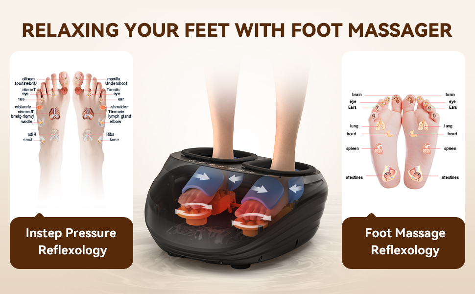 Масажер для ніг з підігрівом WERTYI Shiatsu, глибокий масаж, компресія, мульти-моди, пульт дистанційного керування, подарунок для чоловіків та жінок